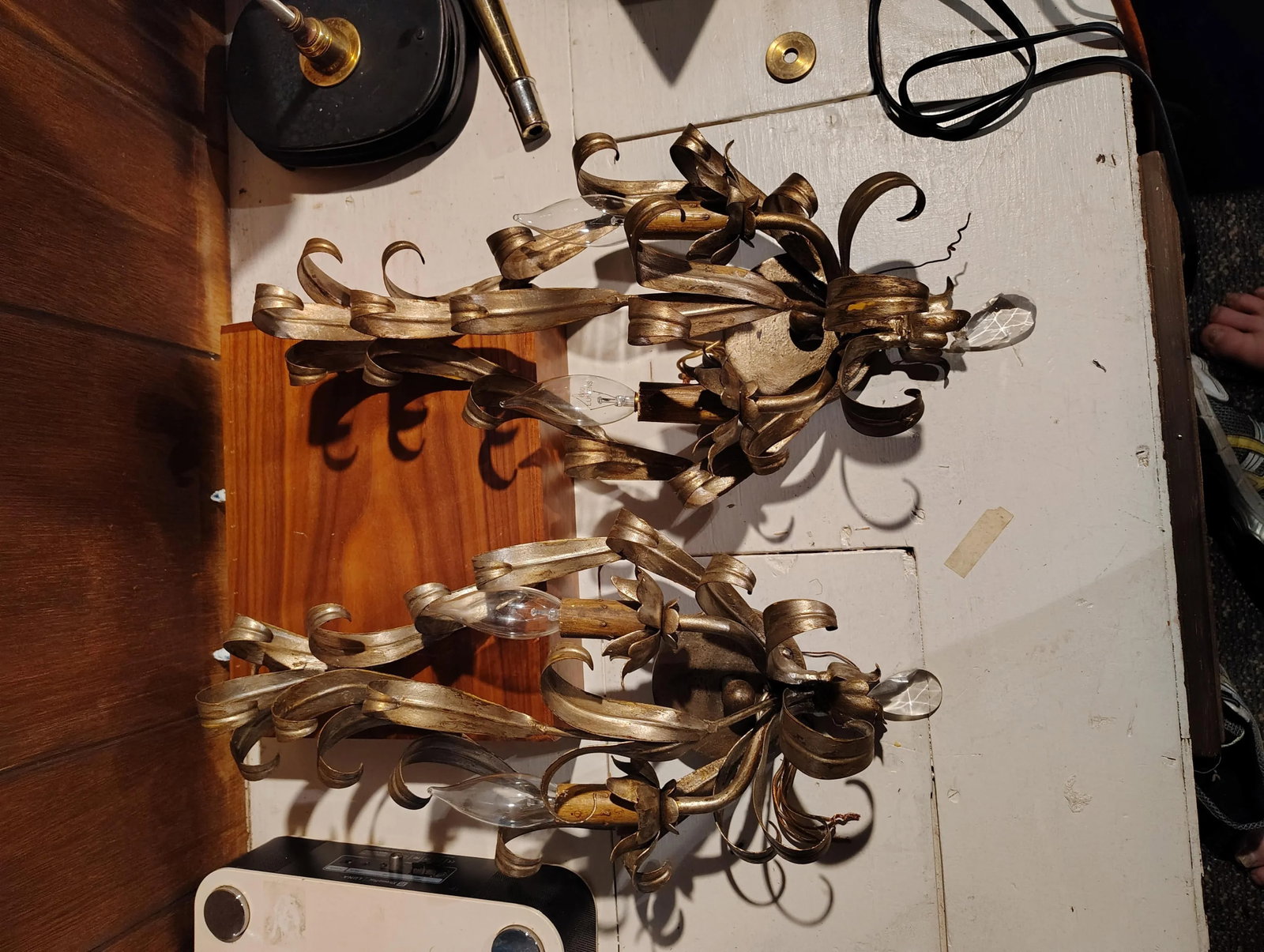 Italian Tole Sconces Mid Century a Pair - 2