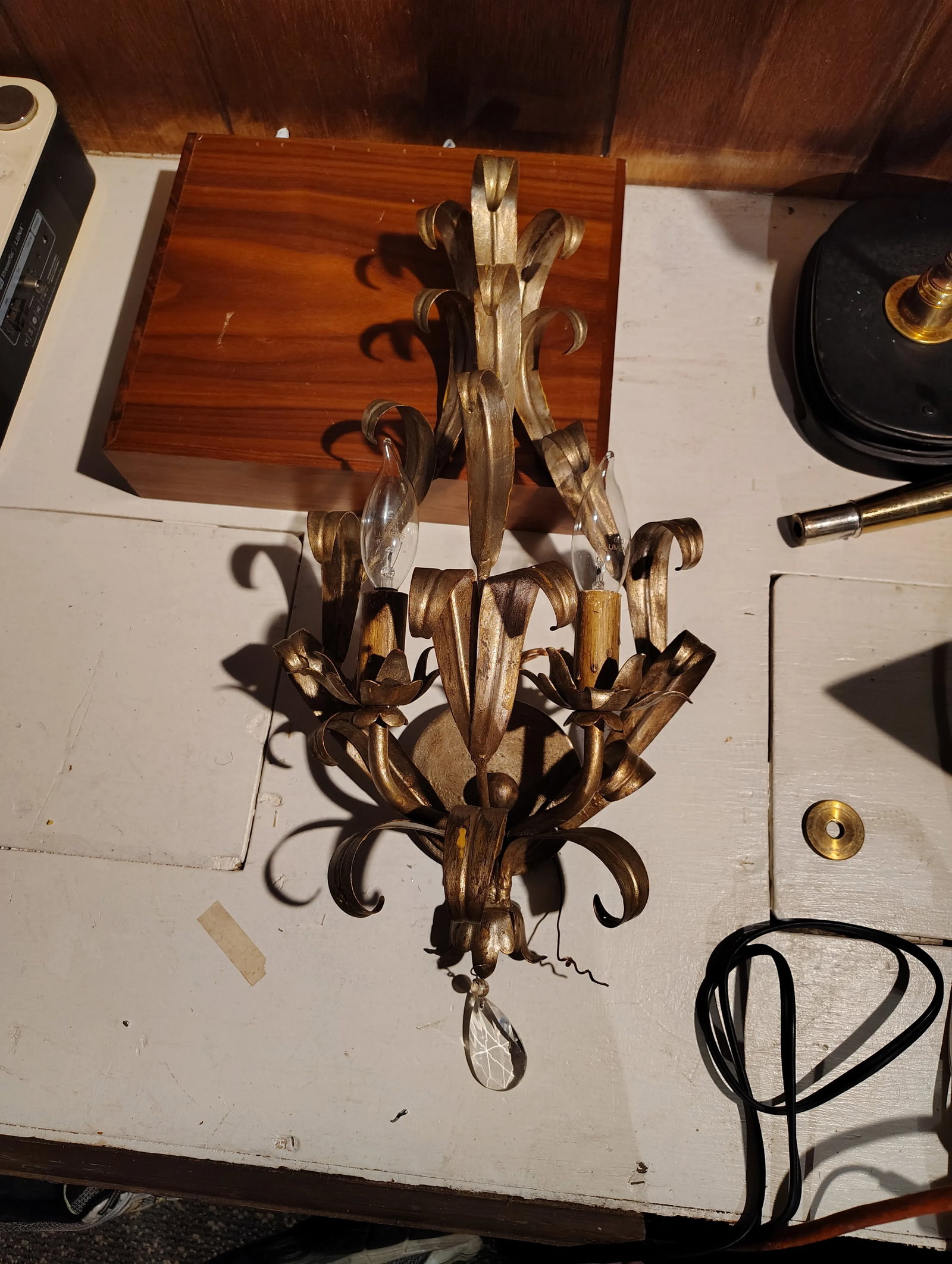 Italian Tole Sconces Mid Century a Pair - 3