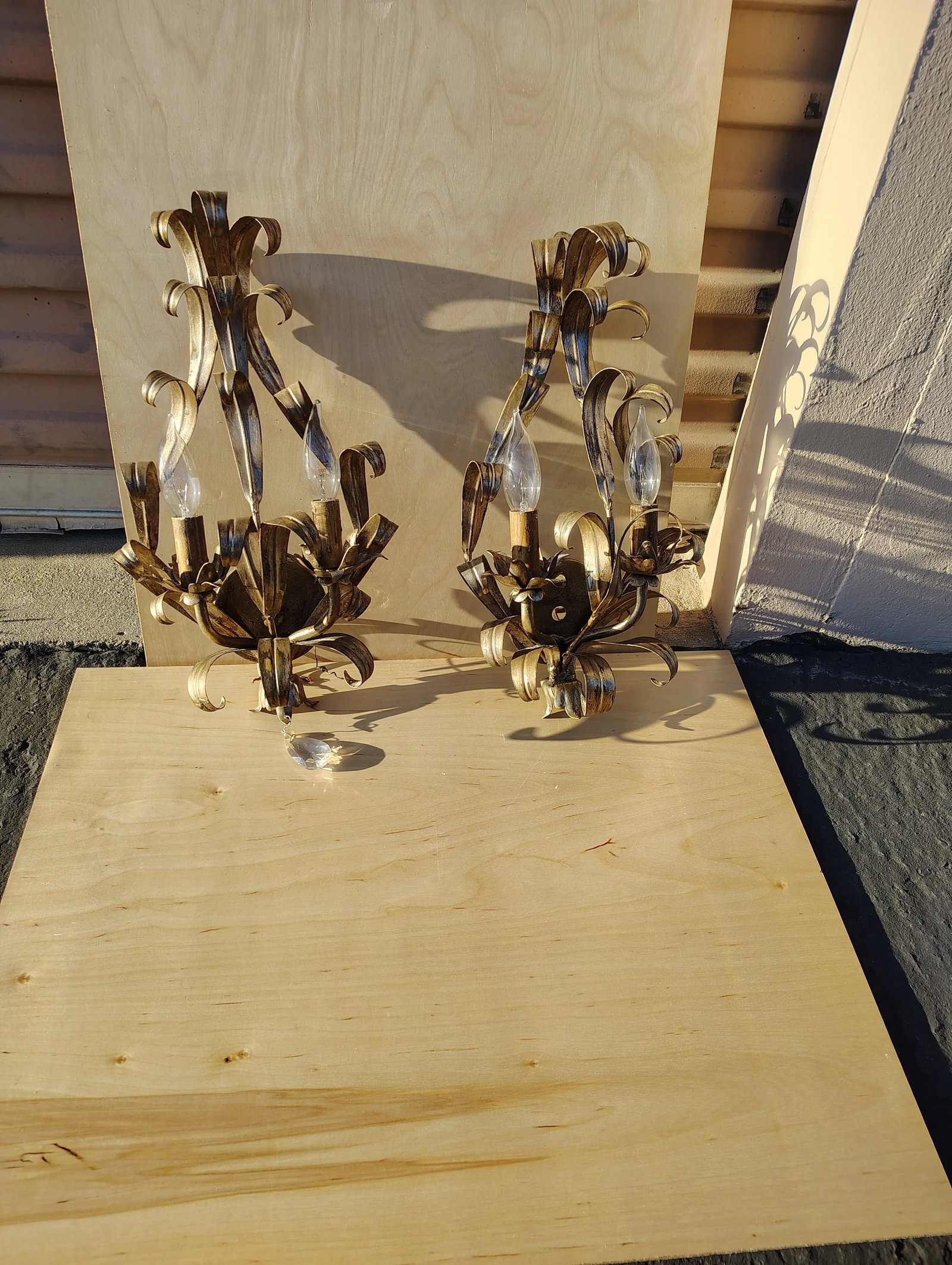 Italian Tole Sconces Mid Century a Pair - 5