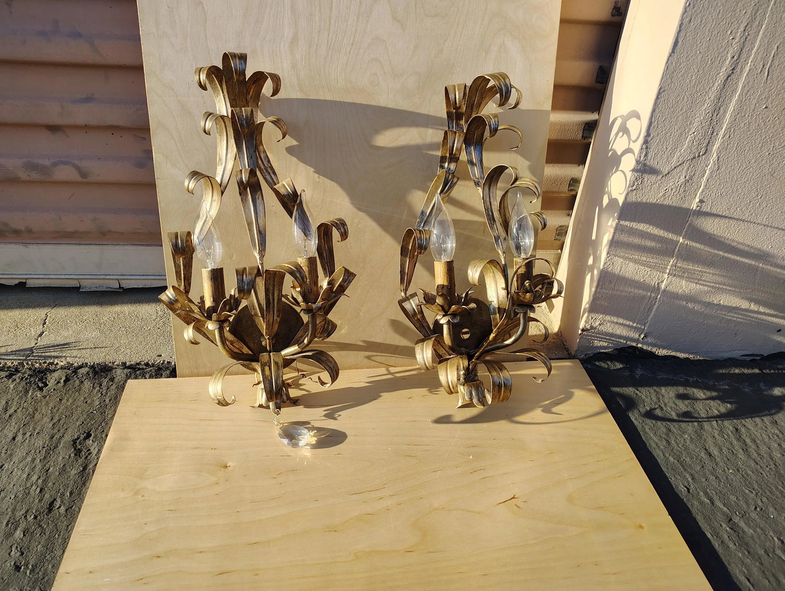 Italian Tole Sconces Mid Century a Pair - 6