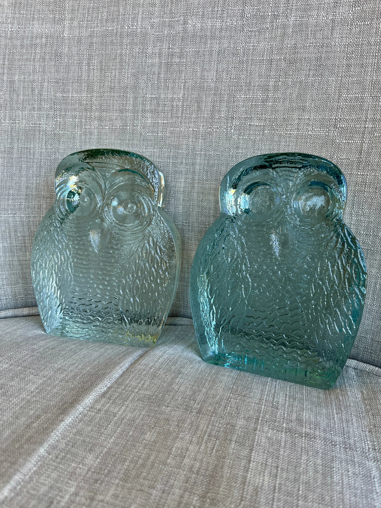 Clear Glass Blenko Owl Bookends - Mid-Century Modern - 2