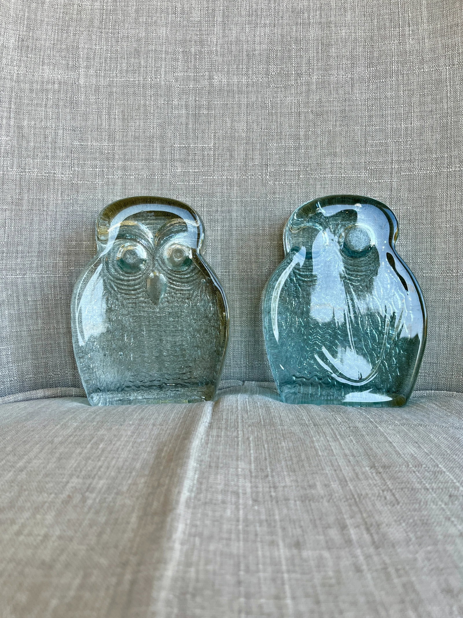 Clear Glass Blenko Owl Bookends - Mid-Century Modern - 5