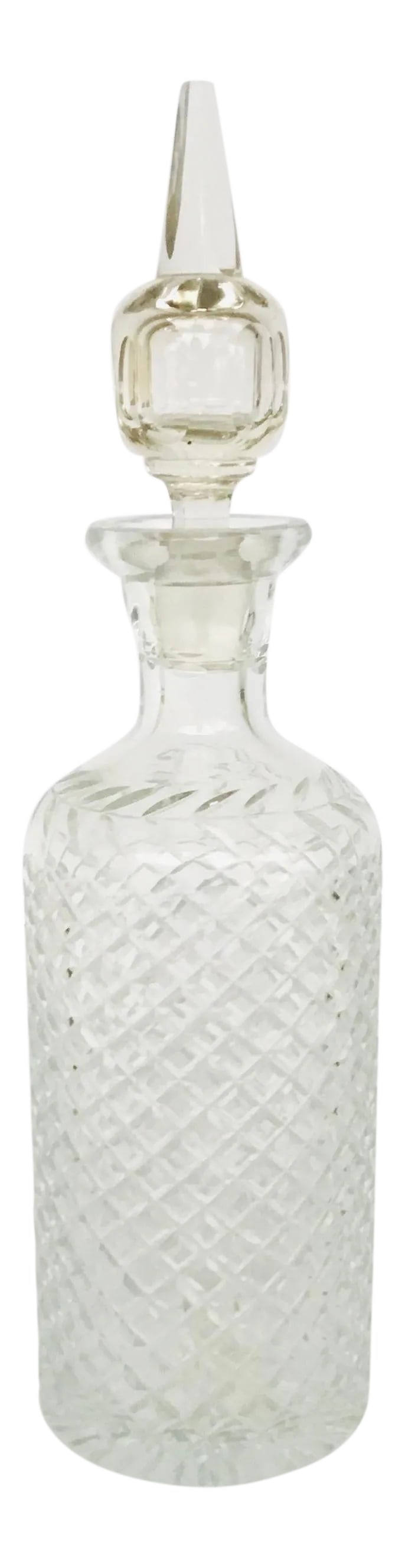 Antique 1920's Art Deco Cut Crystal Decanter: Timeless Antique 1920's Art Deco Cut Crystal Decanter, finial stopper Condition: Alterations: Original Condition Unaltered Imperfections: Some Imperfections Condition Notes: Looks great to me