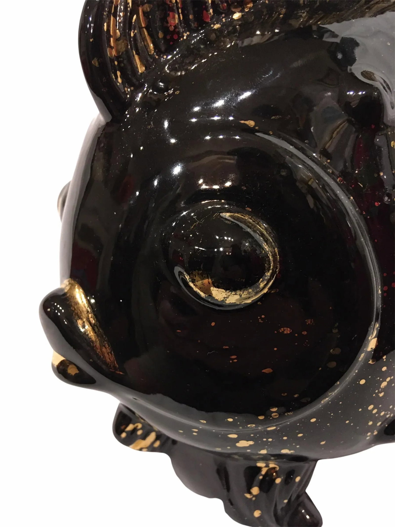 Vintage Mid-Century Black Goldfish Planter - 10