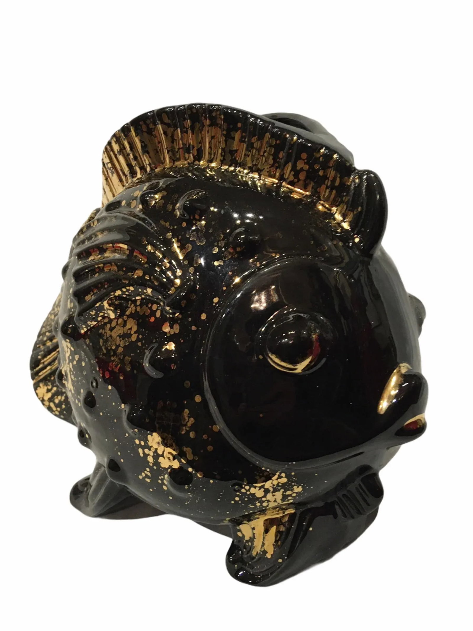 Vintage Mid-Century Black Goldfish Planter - 7
