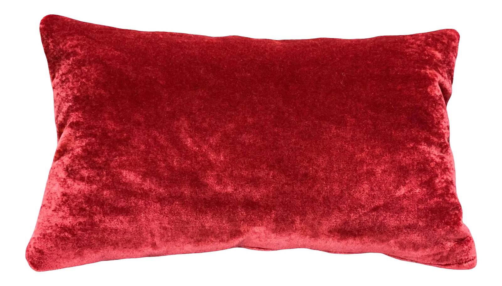 1990s Vintage Mohair Lumbar Pillow: Luxury Mohair is hard to resist----especially when it is this thick and huggable! This is a pillow that will instantely become a favorite you will keep for years to come. Light plays on this red