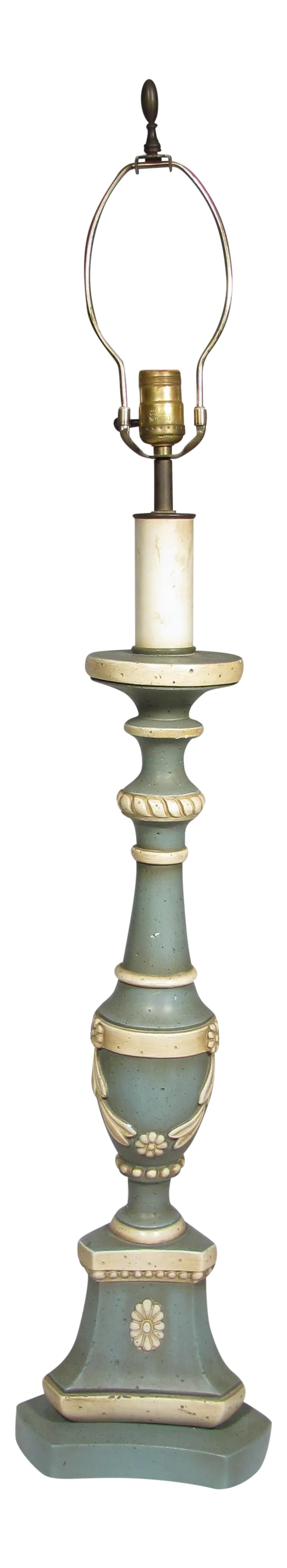 1950s Vintage Neoclassical Tall Wood Table Lamp: 1950s Vintage Tall Wood Table Lamp Condition: Alterations: Original Condition Unaltered Imperfections: Some Imperfections Condition Notes: Good Condition for its age Origin: United States Materials