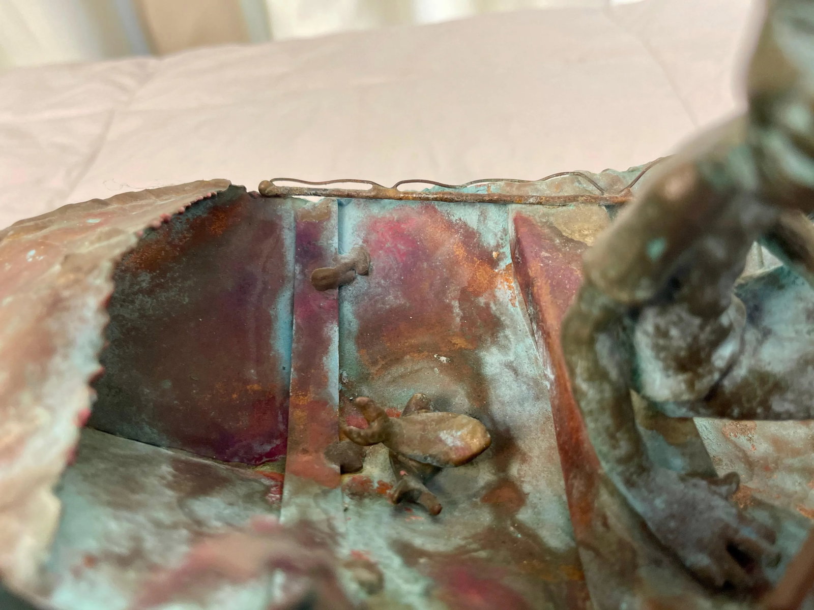 1970s Boy in Boat Metal Sculpture Marked "C Jere" - 8