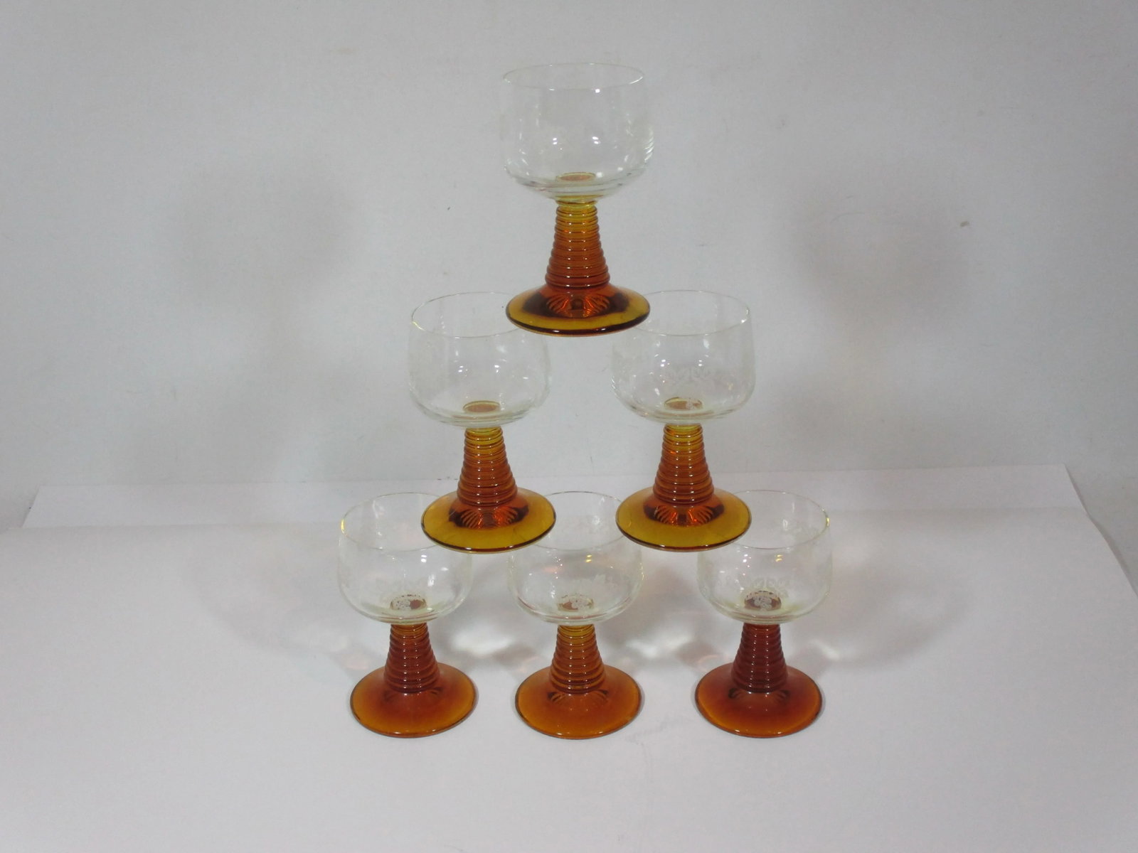 Mid Century Coiled Stem Wine Glasses - Set of 6 - 2