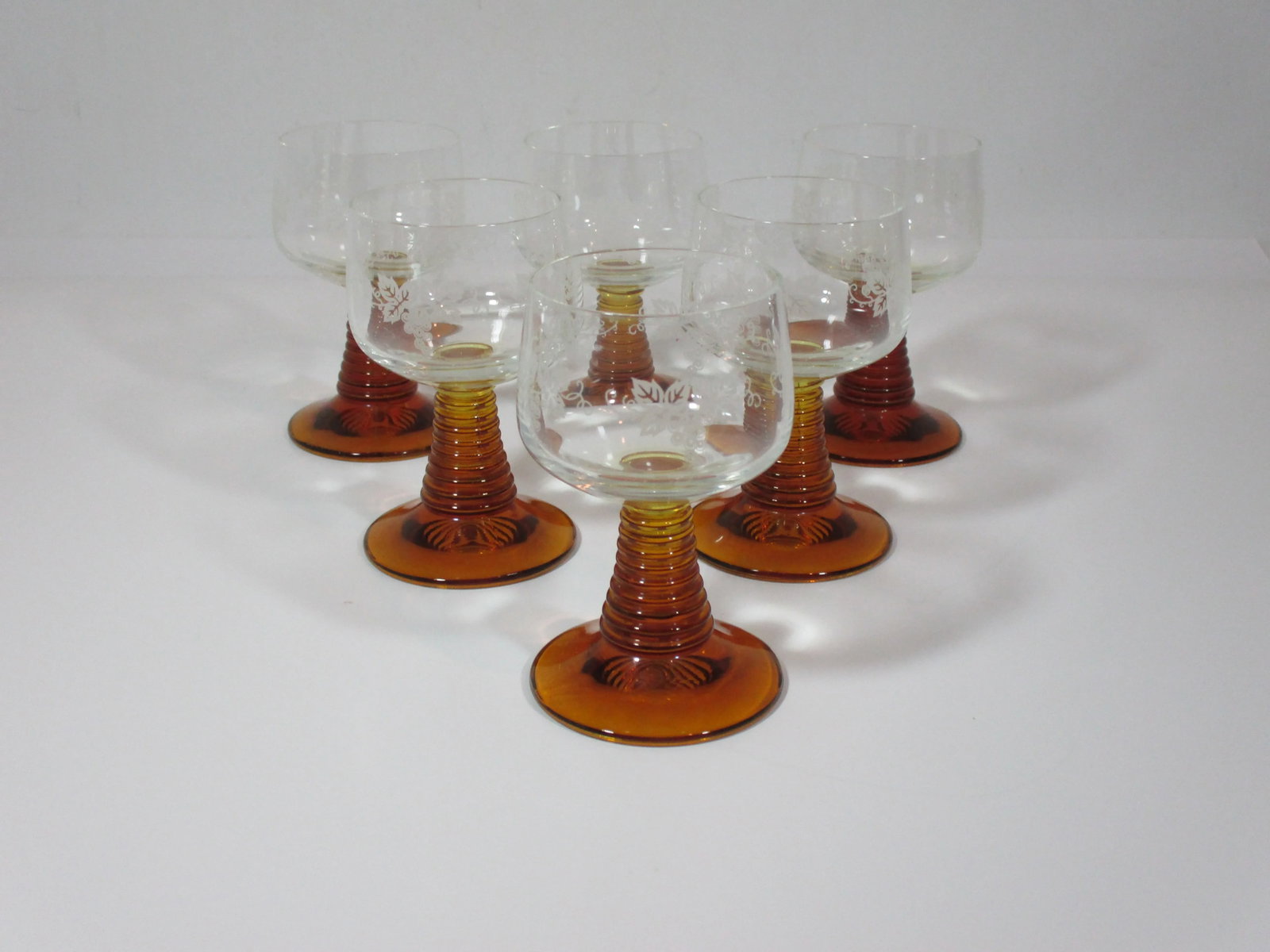 Mid Century Coiled Stem Wine Glasses - Set of 6 - 6