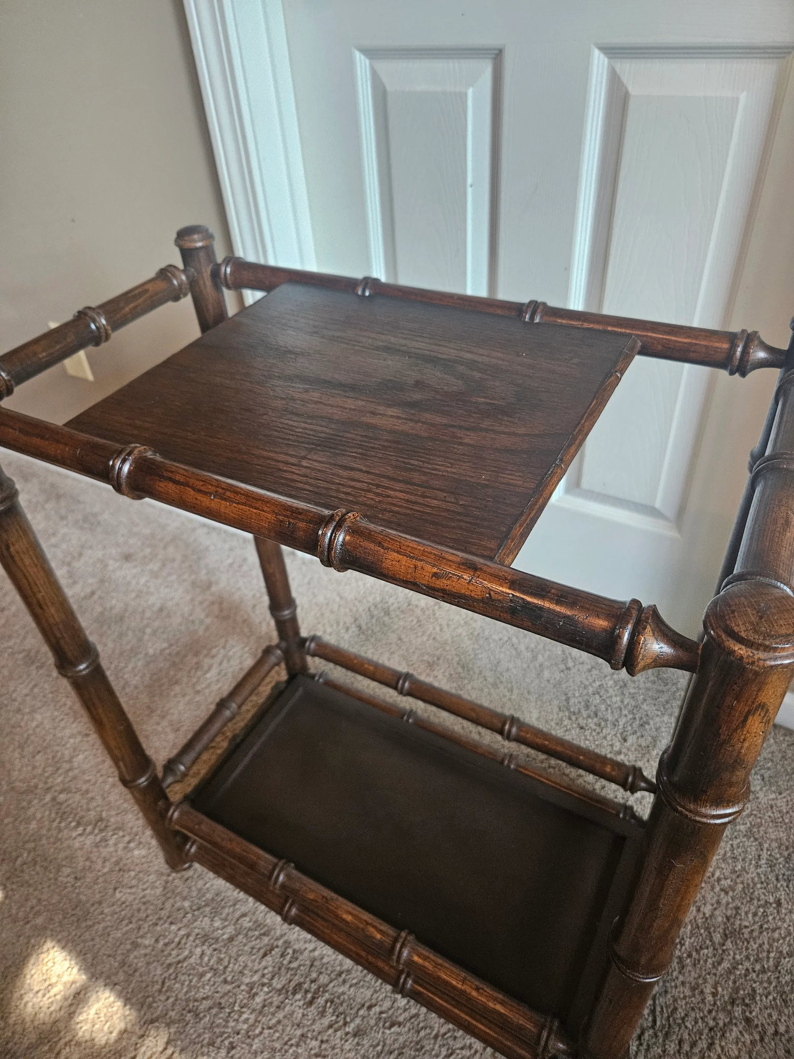 Vintage Chinoiserie Faux Bamboo Umbrella/Cane Plant Stand - 3