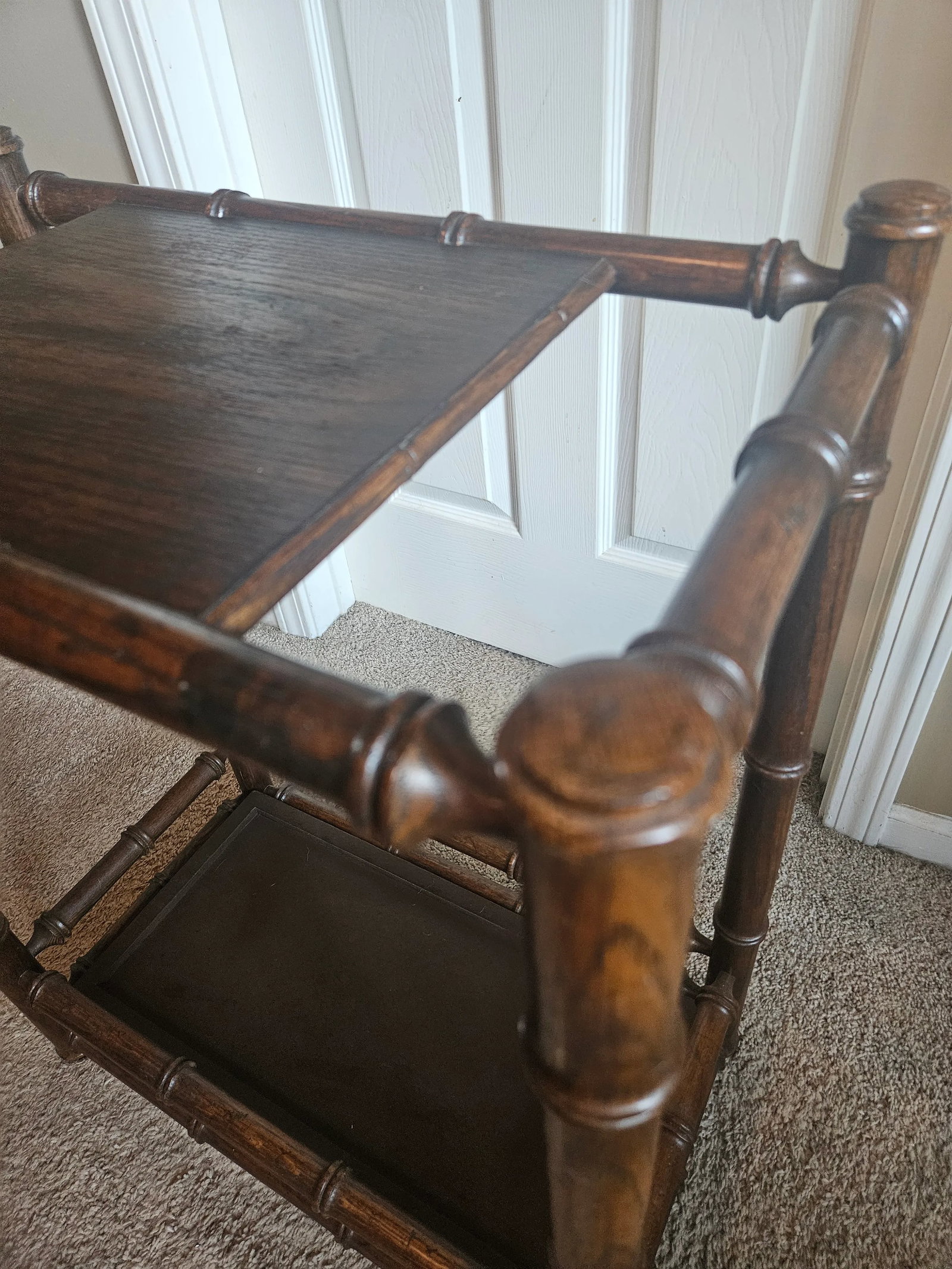 Vintage Chinoiserie Faux Bamboo Umbrella/Cane Plant Stand - 4