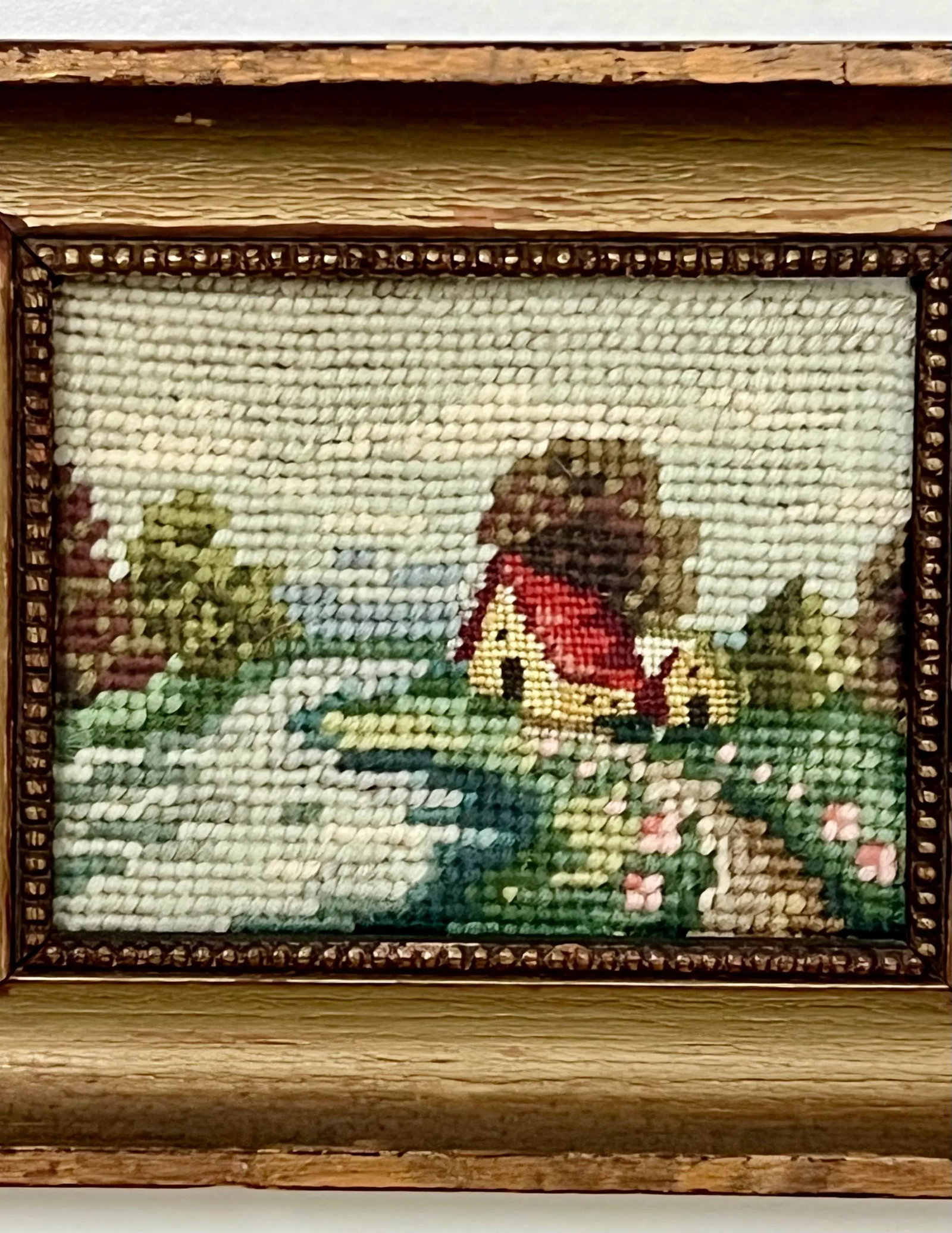 Vintage Mini Framed Countryside Needlepoint Art - 3