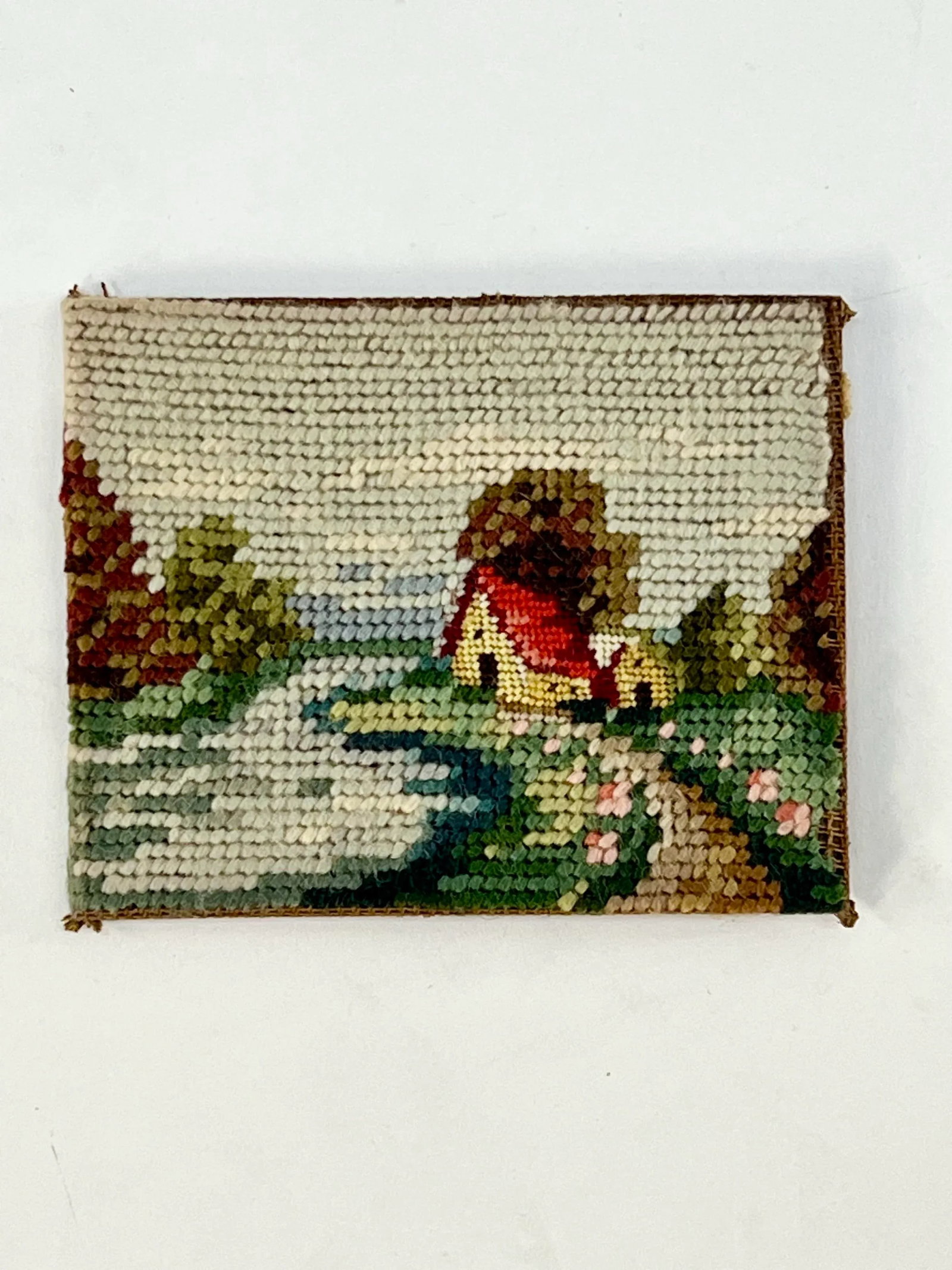 Vintage Mini Framed Countryside Needlepoint Art - 7
