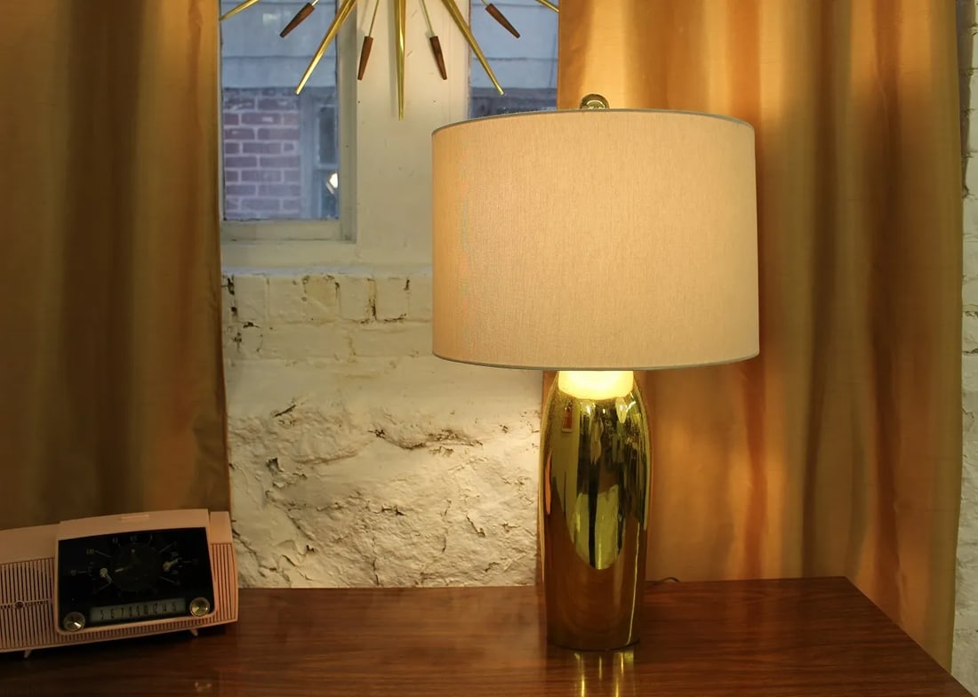Mid-Century Modern Brass Bullet Lamp - 2