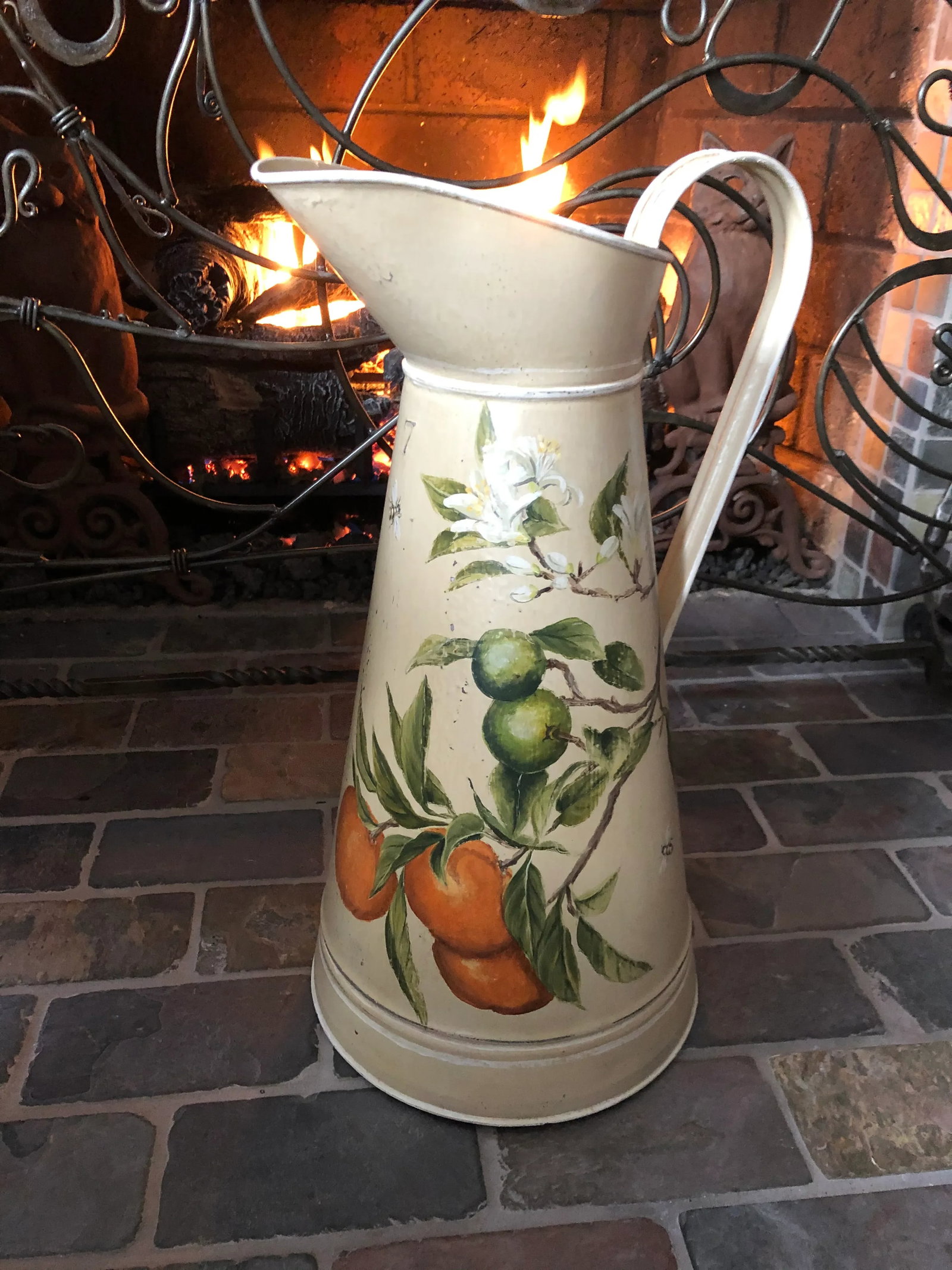 Antique Painted Water Pitcher - 6