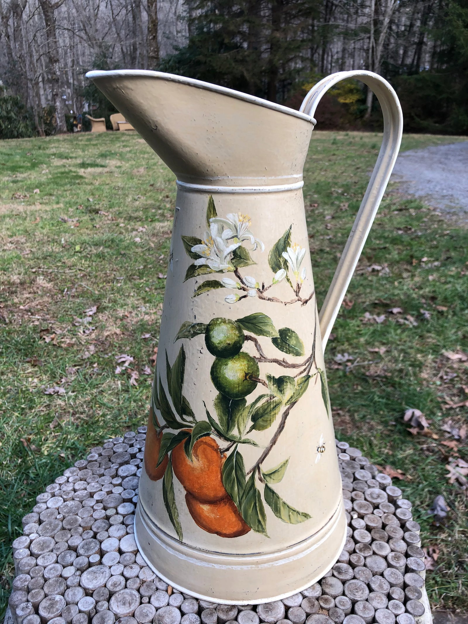 Antique Painted Water Pitcher - 8