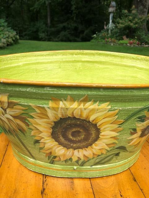 Antique Painted Sunflowers on Footbath - 2