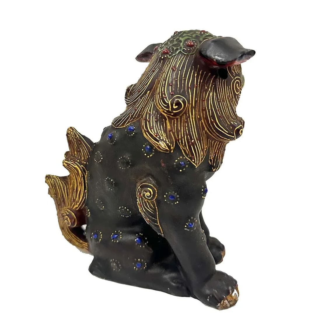 Vintage Japanese Satsuma Colorful Foo Dog Statue - 3