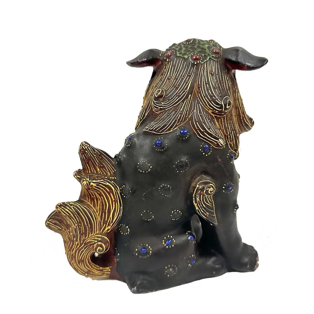 Vintage Japanese Satsuma Colorful Foo Dog Statue - 4