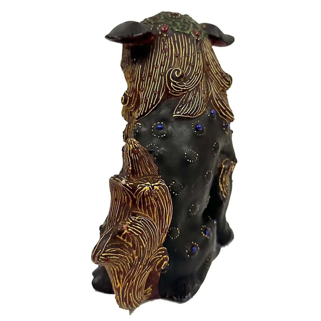Vintage Japanese Satsuma Colorful Foo Dog Statue - 5