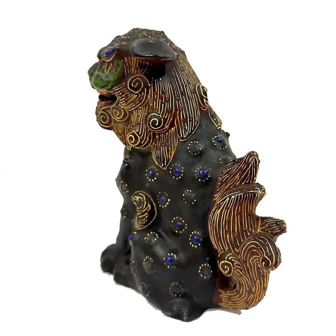 Vintage Japanese Satsuma Colorful Foo Dog Statue - 6