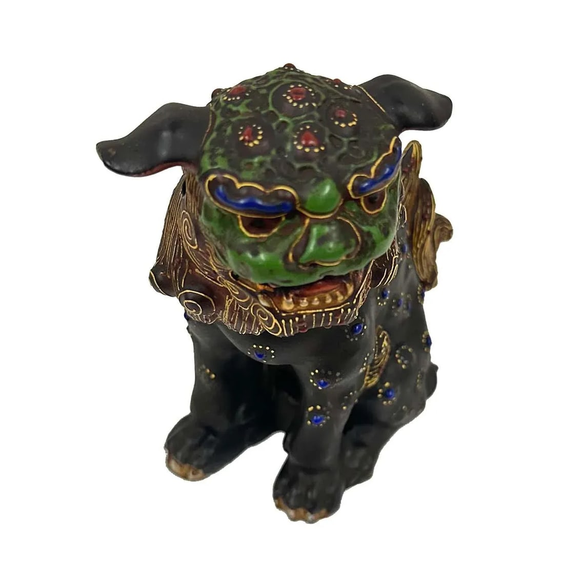 Vintage Japanese Satsuma Colorful Foo Dog Statue - 8