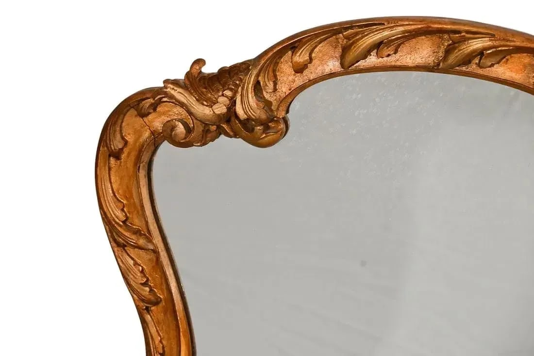 Antique Italian Hand Carved Gilt Wall Mirror - 3