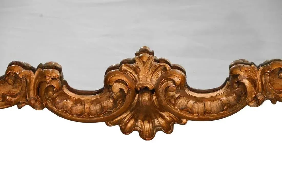 Antique Italian Hand Carved Gilt Wall Mirror - 5