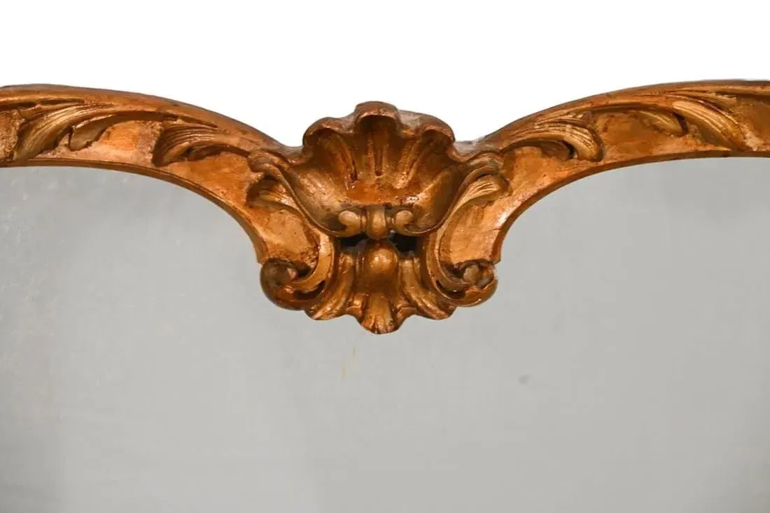 Antique Italian Hand Carved Gilt Wall Mirror - 6