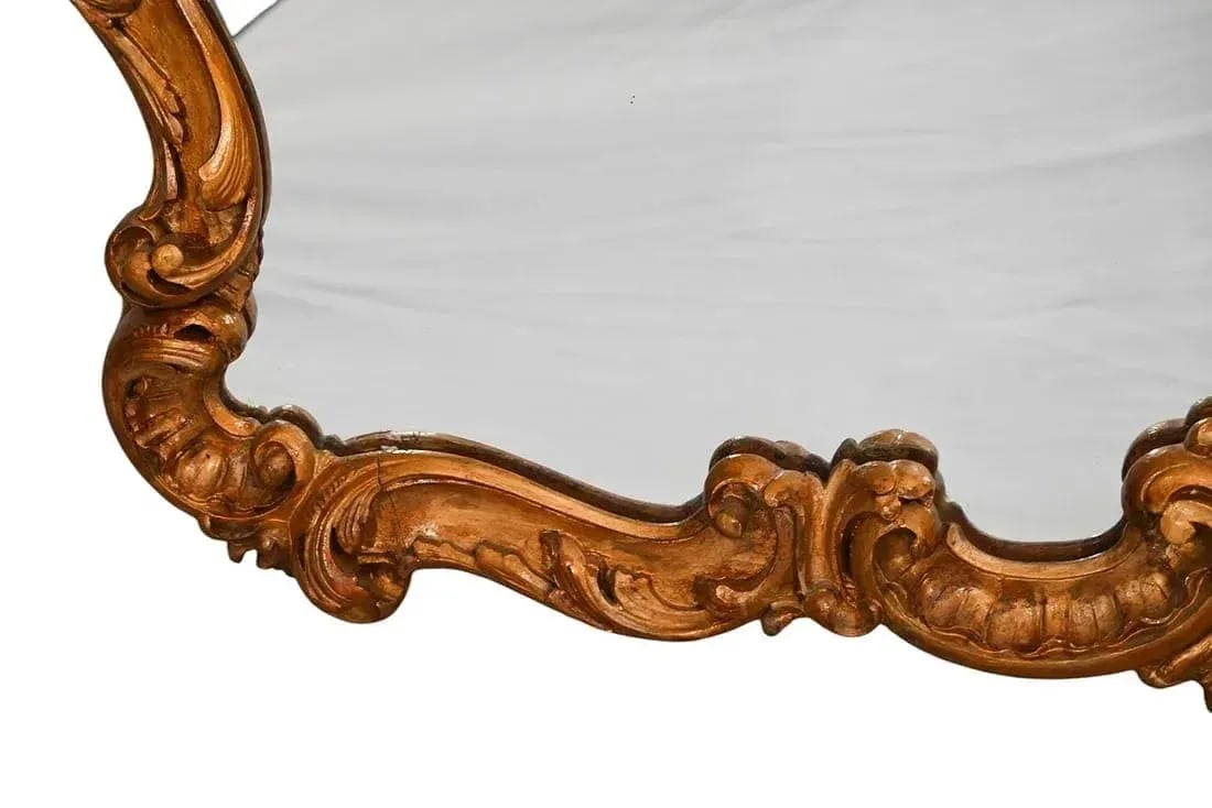 Antique Italian Hand Carved Gilt Wall Mirror - 7