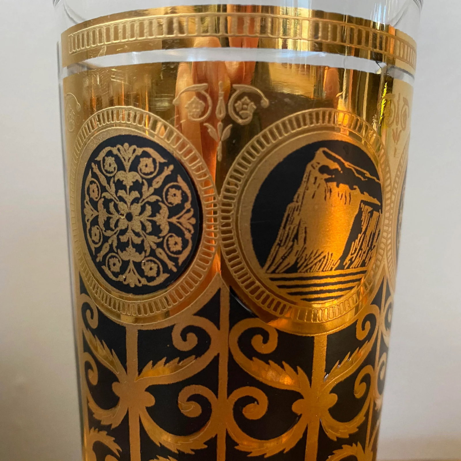 Vintage Fred Press 22k Gold and Black Glasses - Set of 5 - 5