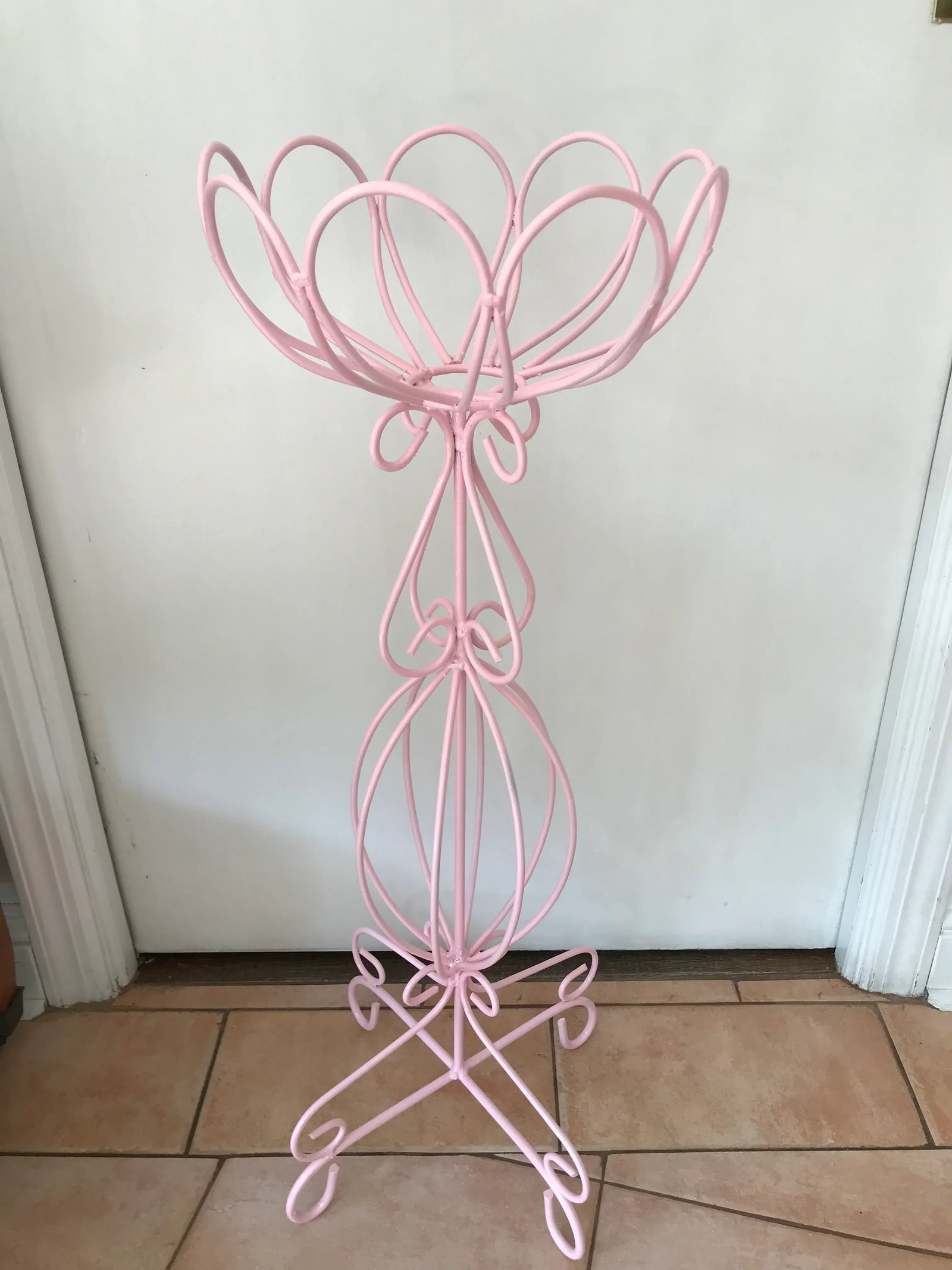 Cotton Candy Pink Metal Plant Stands - a Pair - 6