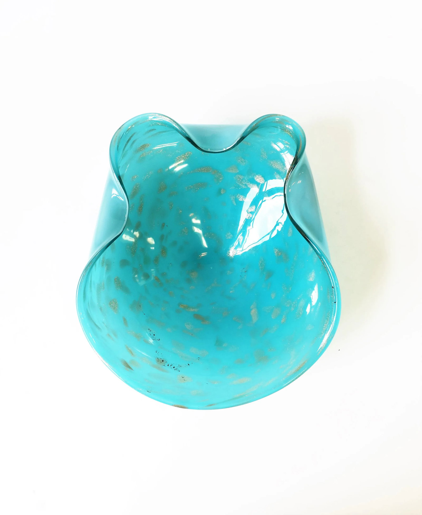 Italian Murano Art Glass Bowl in Turquoise Blue - 10