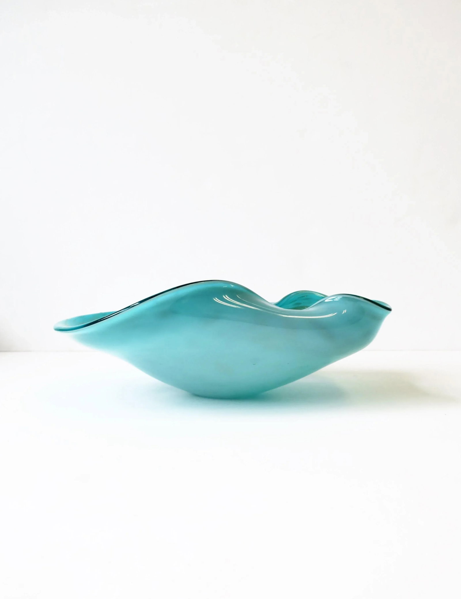Italian Murano Art Glass Bowl in Turquoise Blue - 4