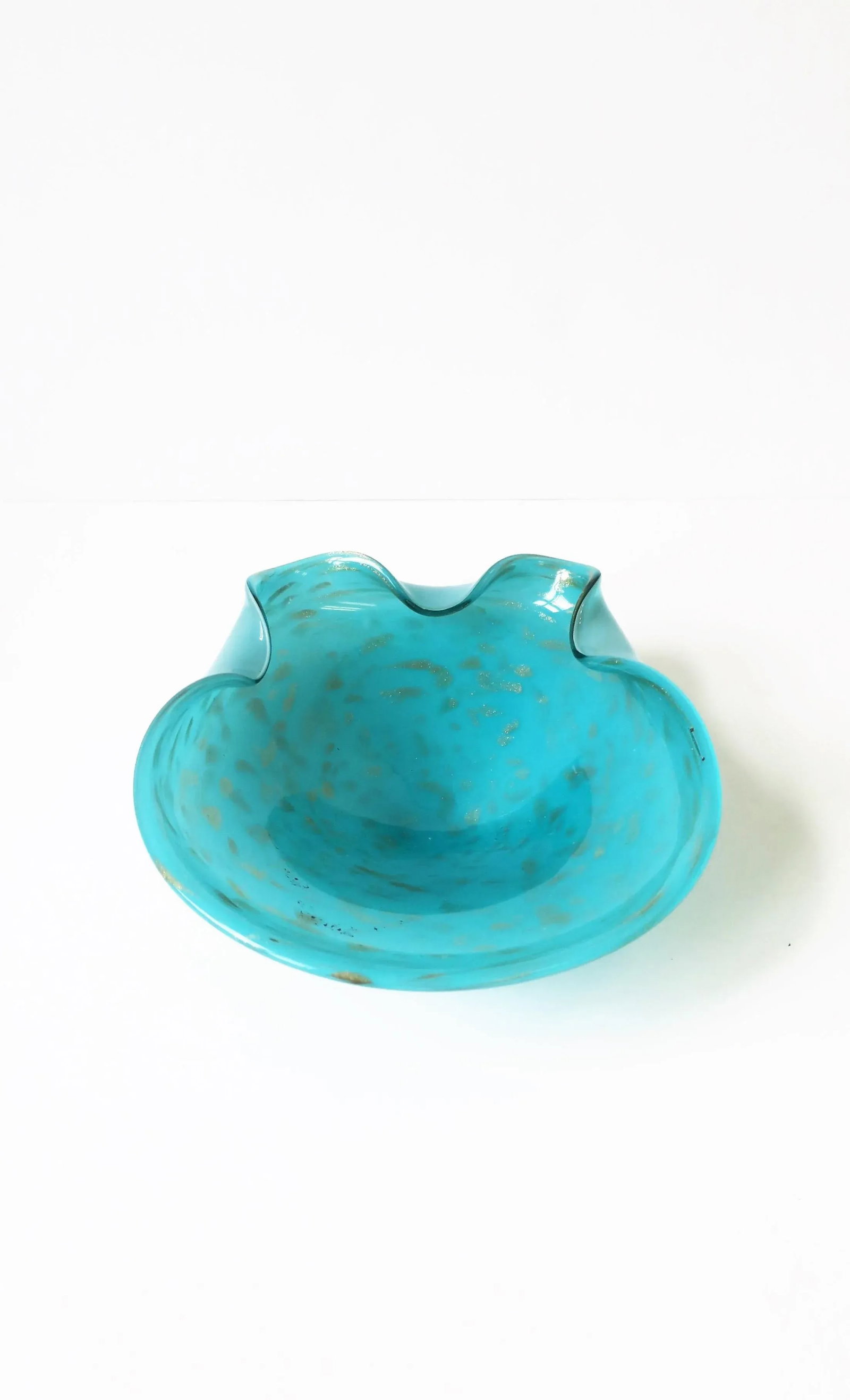 Italian Murano Art Glass Bowl in Turquoise Blue - 5