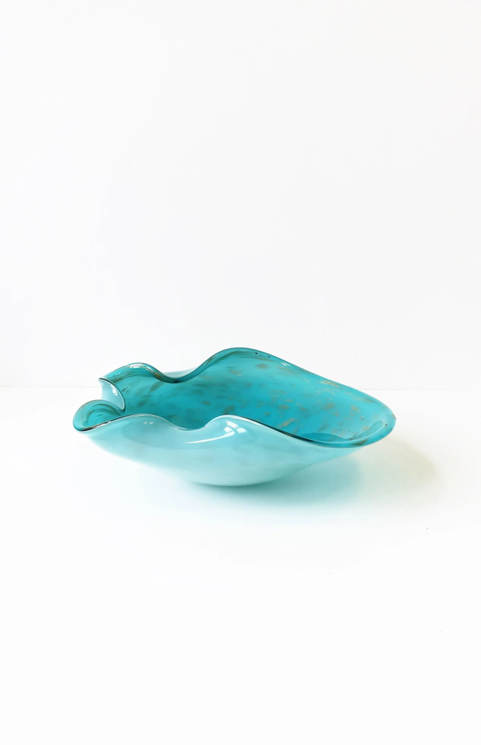 Italian Murano Art Glass Bowl in Turquoise Blue - 6