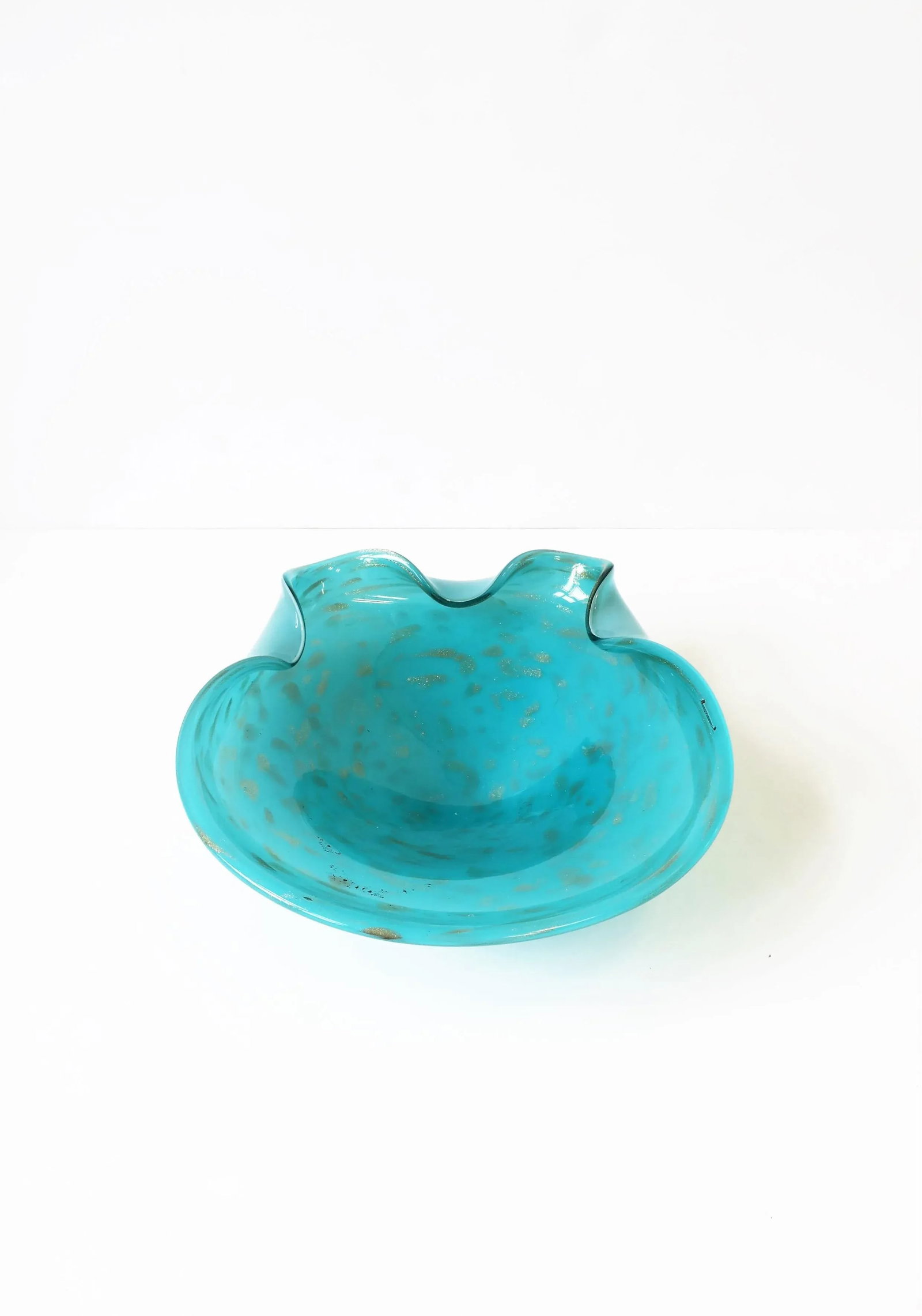 Italian Murano Art Glass Bowl in Turquoise Blue - 7