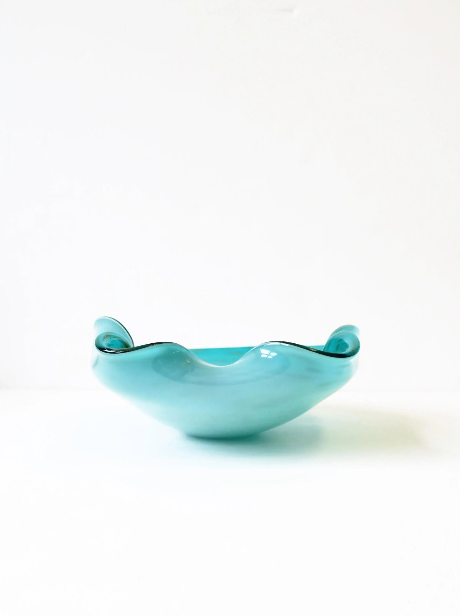 Italian Murano Art Glass Bowl in Turquoise Blue - 8