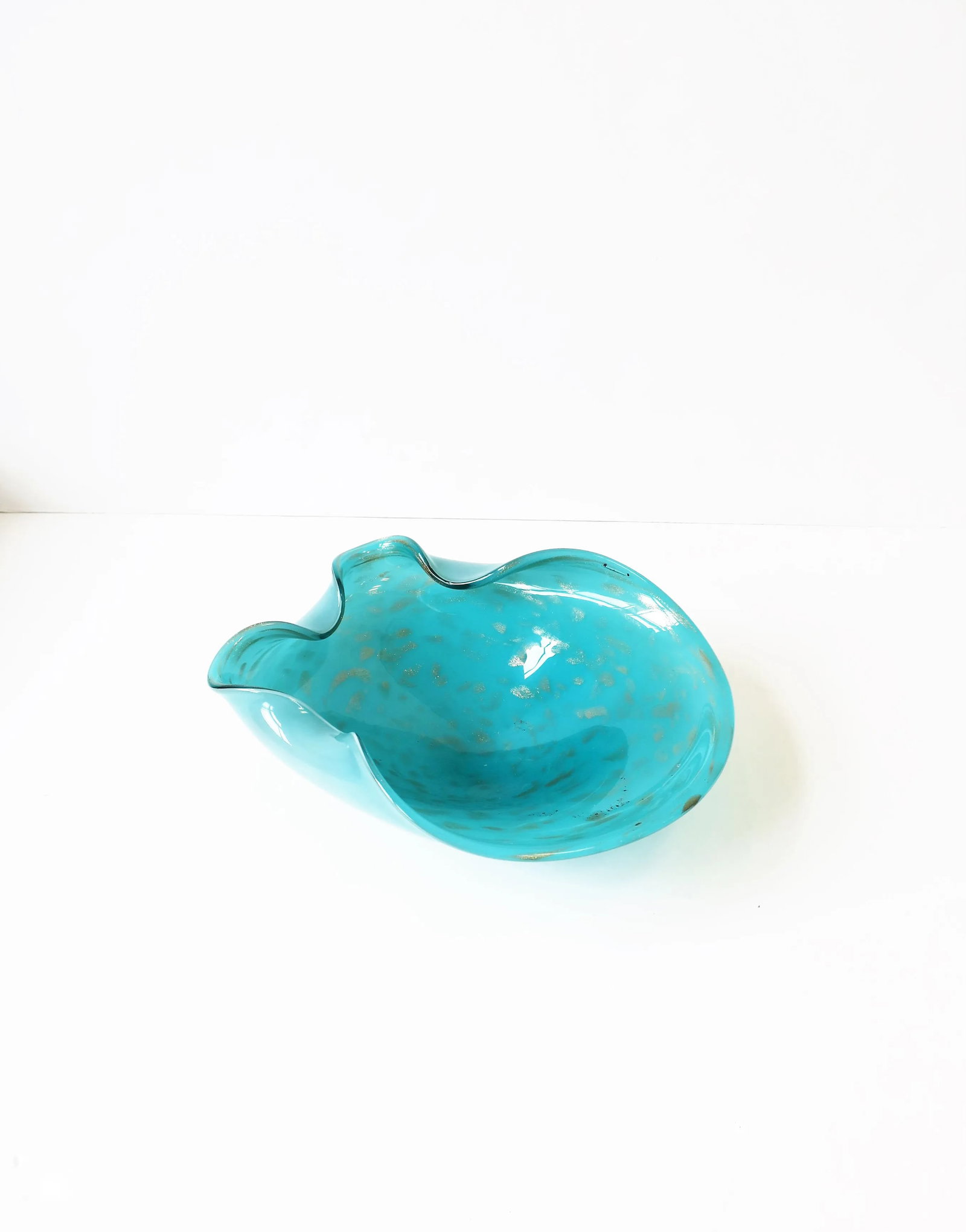 Italian Murano Art Glass Bowl in Turquoise Blue - 9