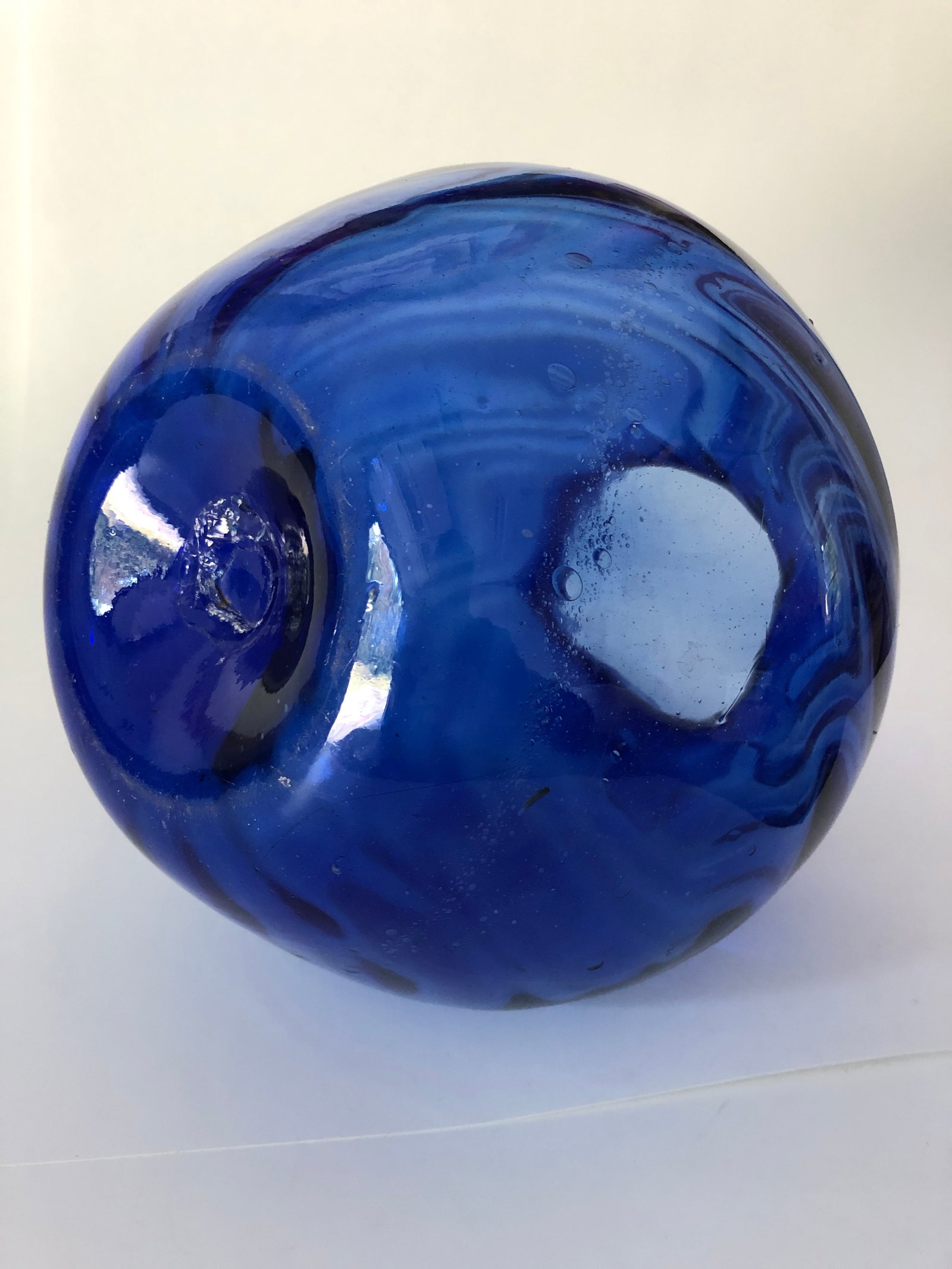 Vintage Hand Blown Cobalt Blue Ruffled Edge Vase - 4