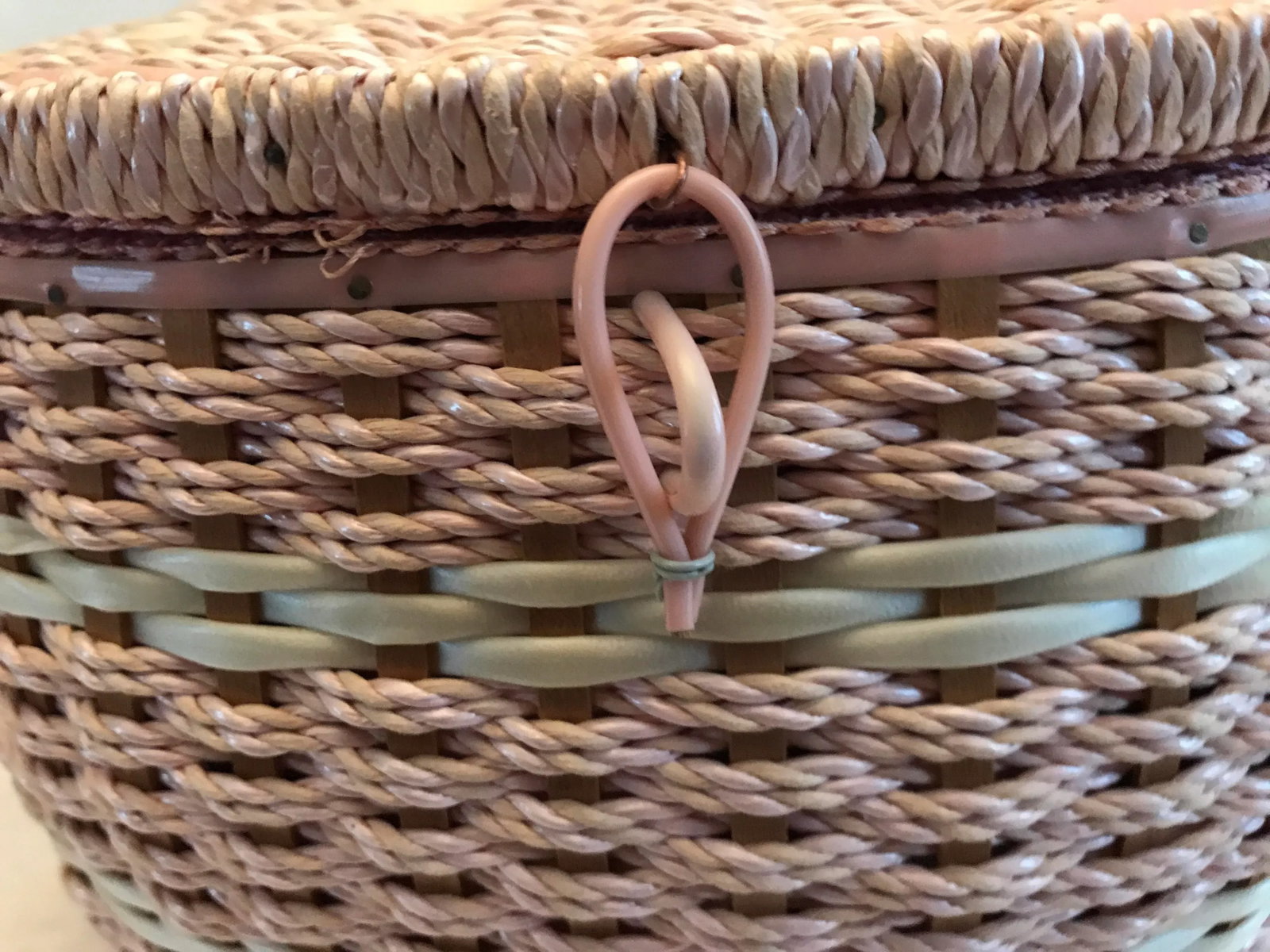 Vintage Oval Woven Weave Wicker Sewing Basket - 5