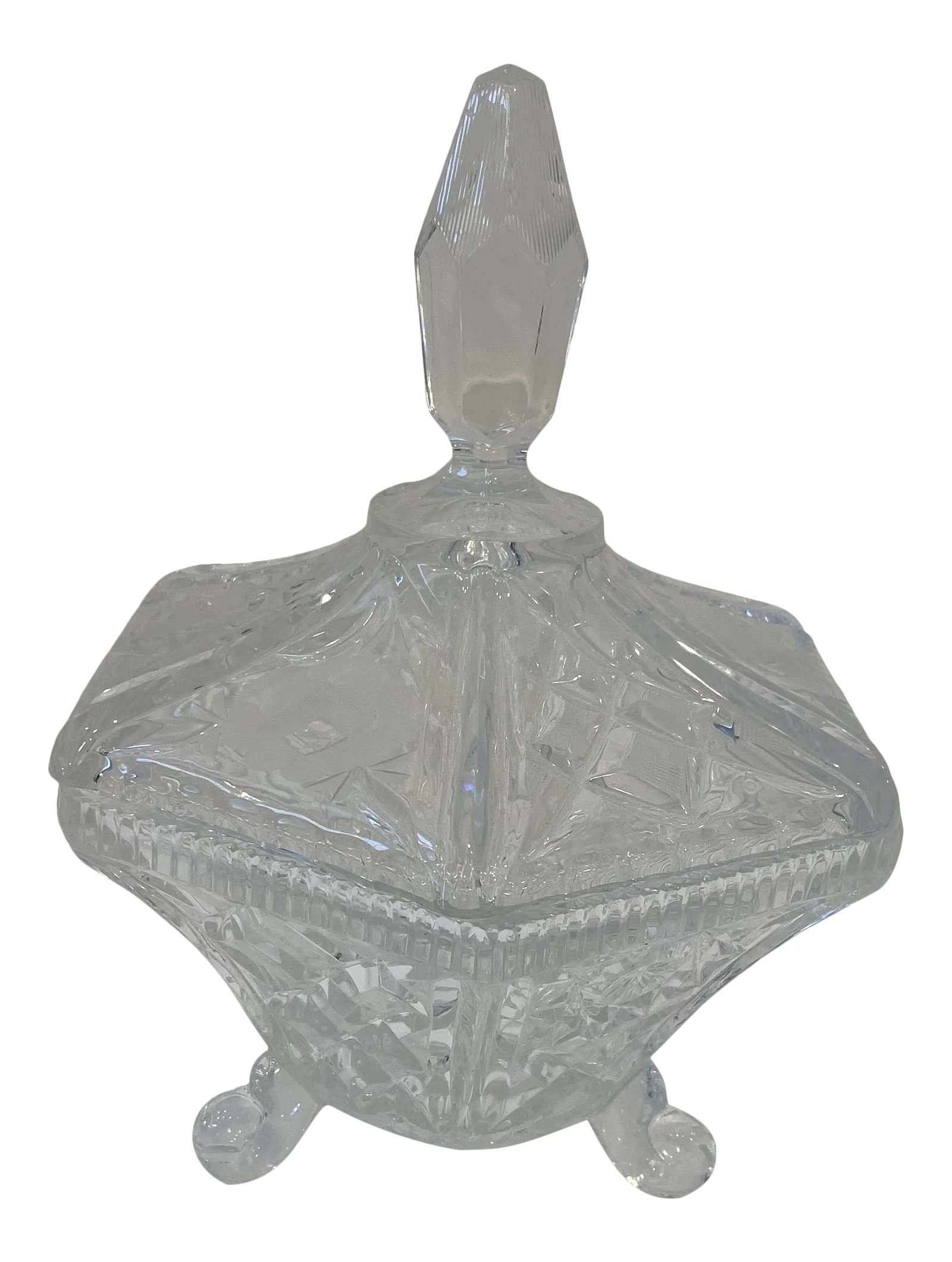 1980s Crystal Covered Candy Dish: Classic crystal candy/serving dish with lid. Condition: Alterations: Original Condition Unaltered Imperfections: Some Imperfections Condition Notes: Excellent condition no chips or cracks Materials