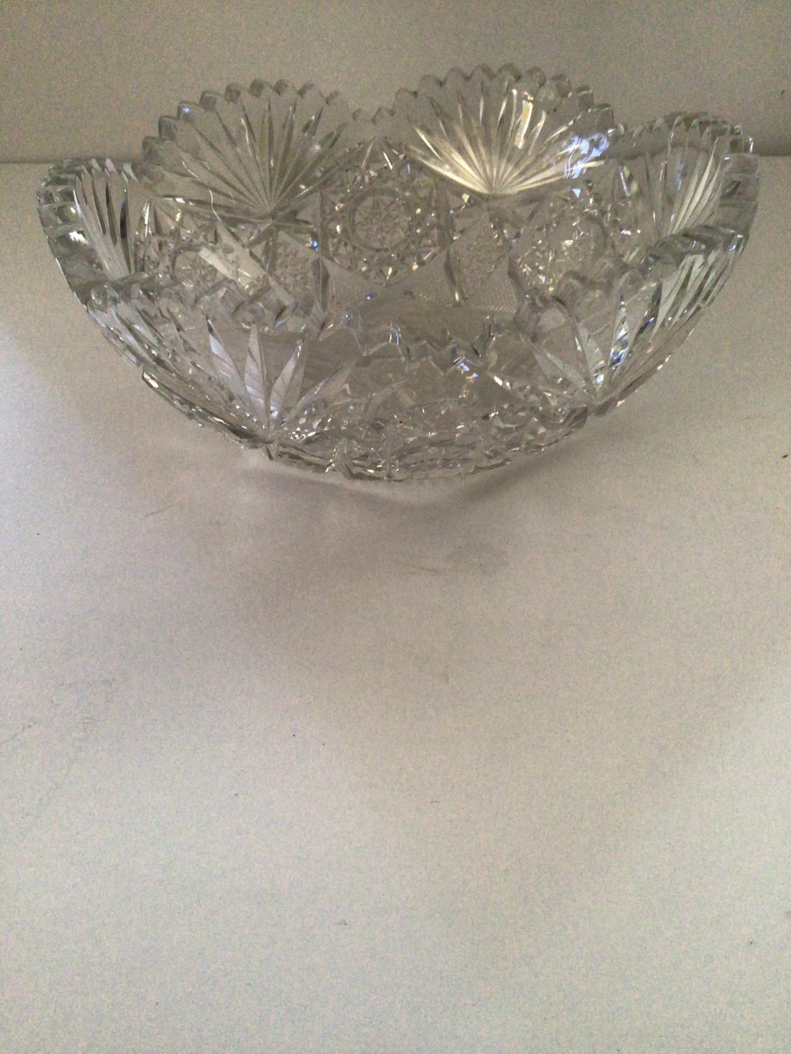 Antique 1910s Abp Crystal Cut and Clear Bowl - 3