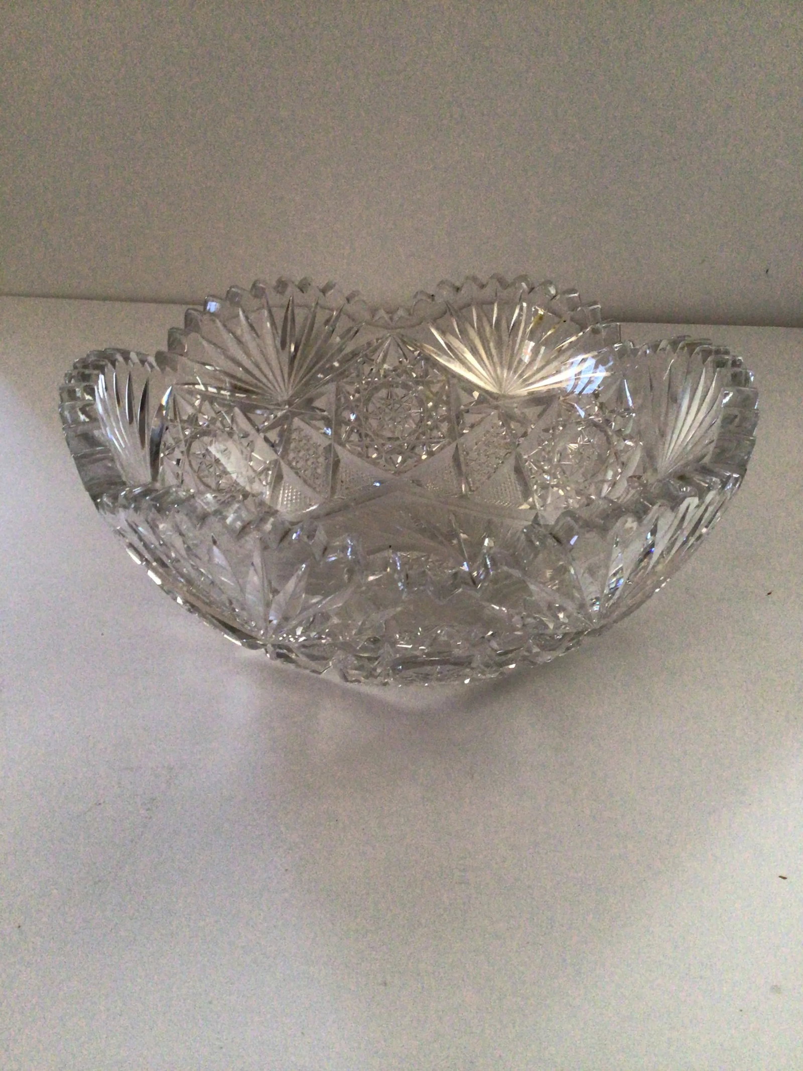 Antique 1910s Abp Crystal Cut and Clear Bowl - 4