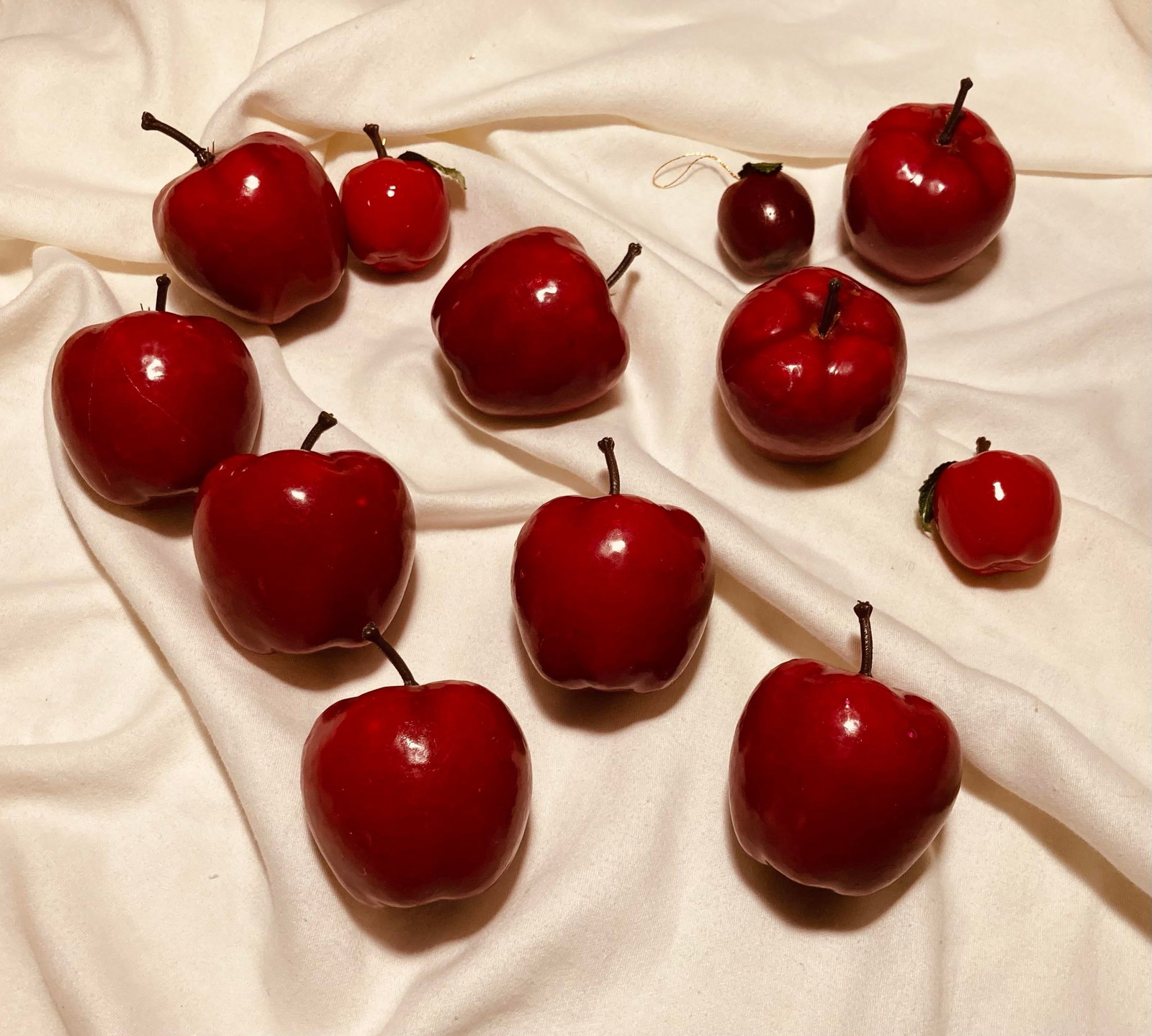 Assorted Vintage Holiday Glossy Red Papier-Mache Apple Holiday Ornaments - 2