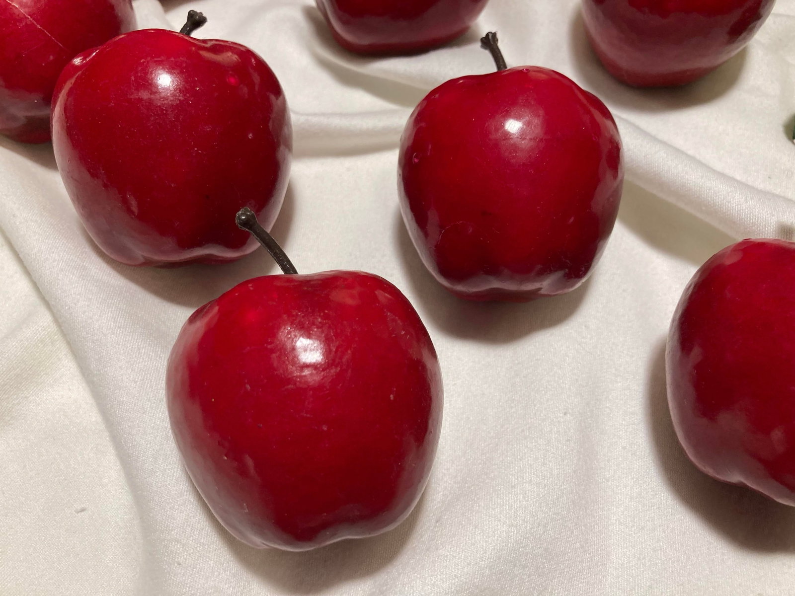 Assorted Vintage Holiday Glossy Red Papier-Mache Apple Holiday Ornaments - 7
