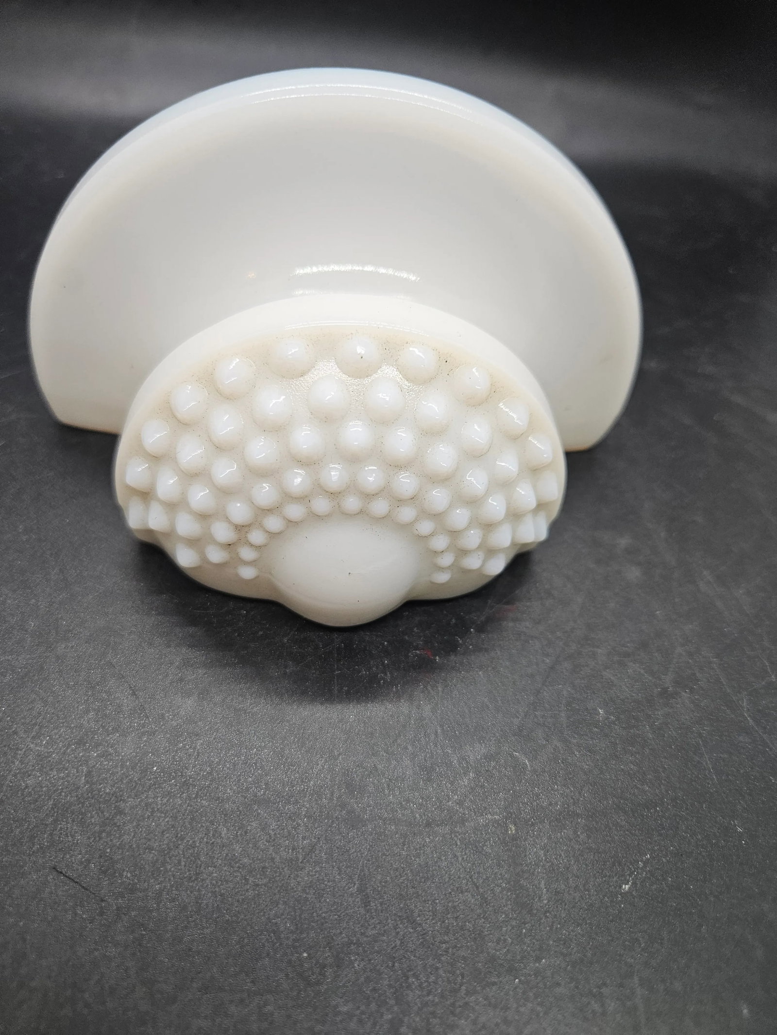Vintage Milk Glass Wall Pocket, Hobnail - 3
