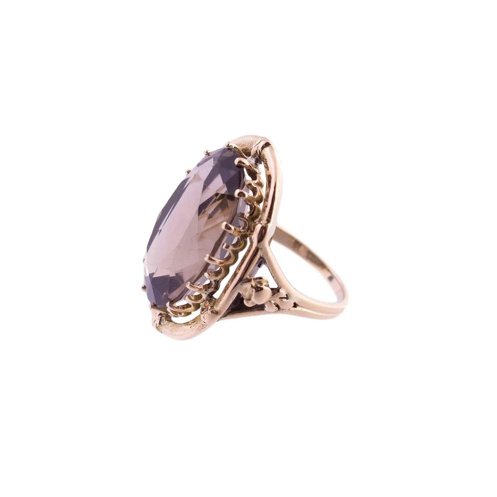 14k Gold Large Smoky Quartz Ring, Size 8 - 2