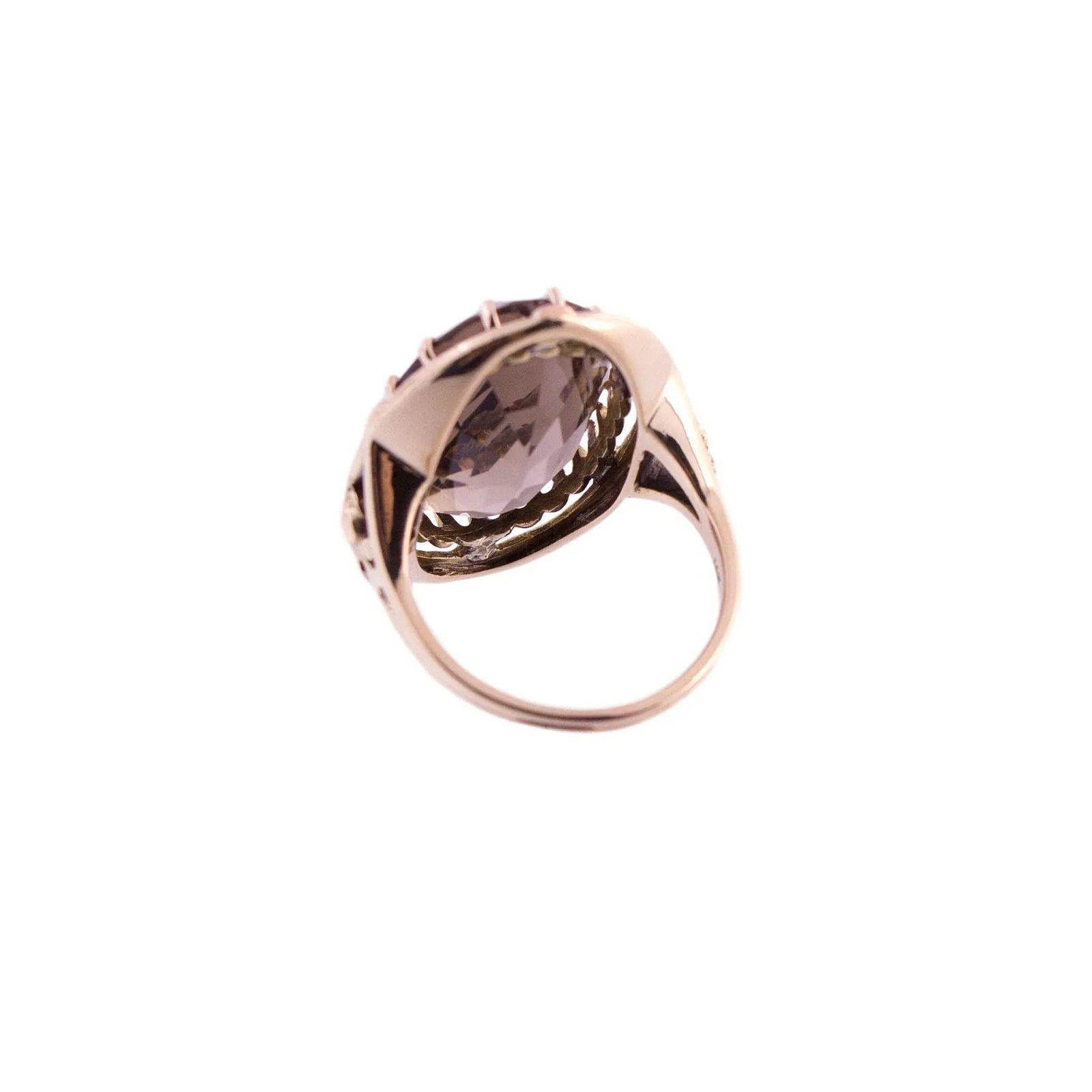 14k Gold Large Smoky Quartz Ring, Size 8 - 3